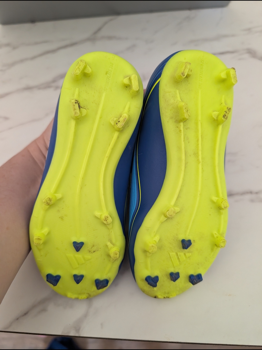 adidas Kids' Messi Soccer Sneakers in Blue and Neon Yellow - Picture 2 of 4